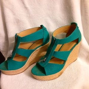 Michael Kors teal wedges sz 8.5